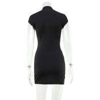 European And American Solid-color Slim-fit Sexy Hollow-out Dress Export Short Dress