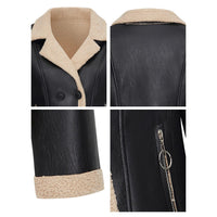 Fleece Padded Women's Leather Coat