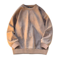Round-neck Solid-color Suede-fleece Hoodie