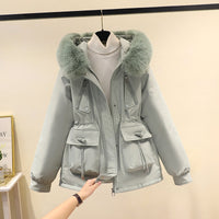Women's Fashion Velvet Padded Thick Fur Coat