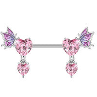 Peach Heart Dripping Oil Butterfly Nose Ringd