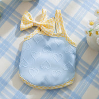 Heart Relief Texture Bow Suspenders Vest Small Dog
