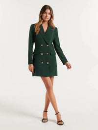 Solid Color Casual Double Breasted Mid-length Suit