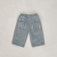 Children's Burrs Pocket Cotton Denim Cropped Pants
