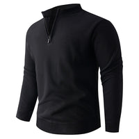 Solid Color Stand Up Collar Half Zip Knit Sweater