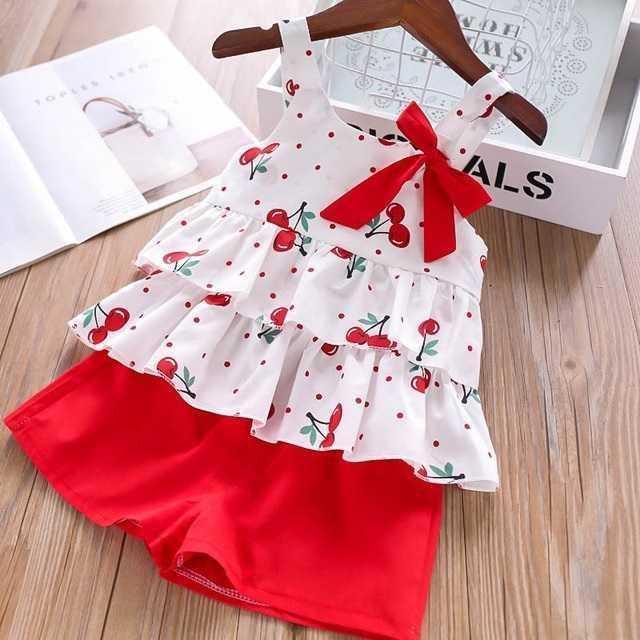 Summer Children Clothes Big Bow T-Shirt Shorts Clothing Set