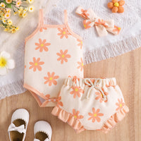 Girls' Flower Print Vest Shorts Set