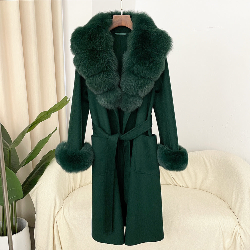 Double-sided Water Ripple Woolen Coat For Women