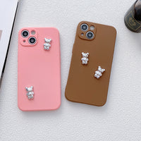 Metal Silver Three-dimensional Bear Electroplating Diy Handmade Acrylic Phone Case Material
