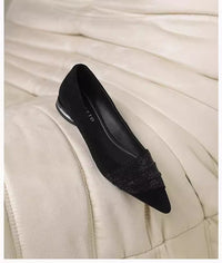 Pointed-toe Rhinestone Slip-on Low-cut Womens Shoes