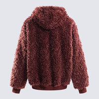 Fashion Plush Hooded Jacket Warm And Loose