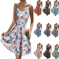 Strappy Floral Casual Pocket Holiday Dress