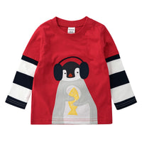 Boys And Girls Striped Sleeves Stitching Round Neck Sweater