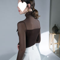 Women's Design Mesh Patchwork Top Bottoming Shirt