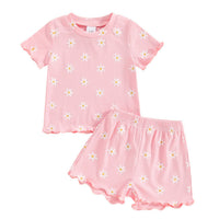 Girls' Printed Tops Casual 2 Pieces Suit