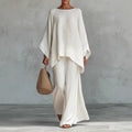Womens Minimalist Relaxed-fit Top And Wide-leg Pants Set