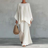 Womens Minimalist Relaxed-fit Top And Wide-leg Pants Set