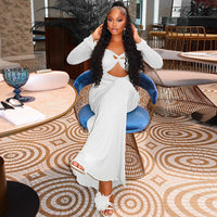 Neck-hanging Pleated Sheath Skirt Bandeau Semi-sheer Long-sleeve Trendy One-step Dress