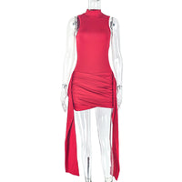 Hip-hugging Skirt Casual Solid-color Stand-up Collar Short Dress