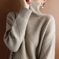 Turtleneck Pullover Diamond All-match Solid Color Loose Sweater