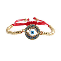 Copper Zircon Jewelry Fashionable Golden Adjustable Bracelet With A Devils Eye Design For Women