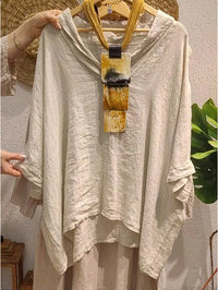 Womens Fashionable Casual Cotton-Linen Loose Shirt