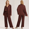 Womens Chiffon Pajamas Casual Long Sleeve Loungewear Set