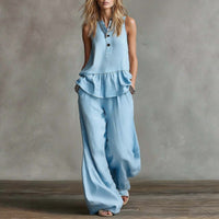 Loose-fitting Top And High-waisted Wide-leg Pants 2-piece Set
