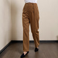 Women's Pit-stripe Buttoned Slim-fit Straight-leg Trousers