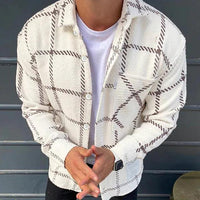 Velvet Padded Shirt 3D Digital Printing Geometric Lapel