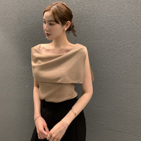 Striped Designer-Style Knitted Top With Side Slit Sleeveless