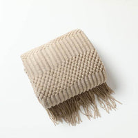 Sofa Bed Blanket Cashmere-like Warm Tassel Scarf