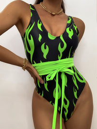Swimsuit Women's Sexy Soft Bag Triangle One-piece Printed Bikini Swimsuit Bikini