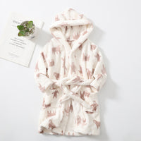 Flannel Girls Print Pajamas Loungewear Bathrobe