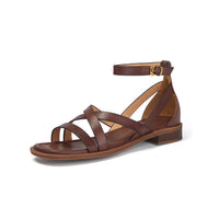 Womens Flat Shoes With A Cross-strap Design And A Single Strap Buckle