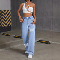 Womens Elegant Printed Straight-Fit Long Pants
