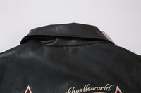 Letter Embroidery Pilot Leather Coat Men