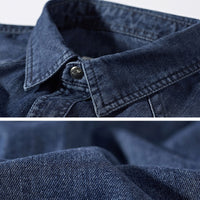 Denim Men's Long-sleeved Shirt Cotton Plus Size Lapels Denim Shirt