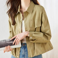 Retro Short Western Style Top Long Sleeve Tooling Casual Thin Coat