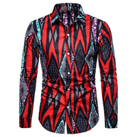 Men's Long-sleeved Shirt Ethnic Print Slim Fit