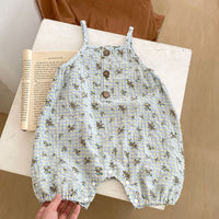 Personality Plaid Printed Suspenders Flowers Workwear Pants