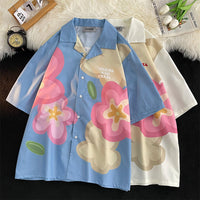 Summer Thin Couple Casual Printed Short Sleeves Shirt