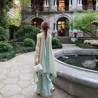Womens New Chinese Style Sleeveless Halterneck Dress
