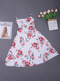 Womens Waist-Cinching Figure-Lifting Floral Sleeveless Slip Dress
