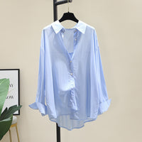 Outerwear Drapey Tencel Cotton Shirt Womens Korean-Style Loose Casual