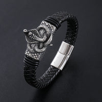Stainless Steel Personalized Animal Mens Simple Magnetic-Clasp Leather Cord Bracelet