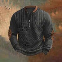 Printed Men's 3D Half Placket Zipper Sweater