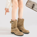 Women's Rivet Pleated Slouch Boots Martin