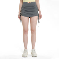 Drawstring High Top Sports Short Skirt Women's Running Anti-exposure Yoga Shorts