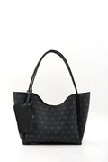 Monogram Black SHK108 Faux Leather Women Hand And Shoulder Bag With Wallet And Makeup Bag